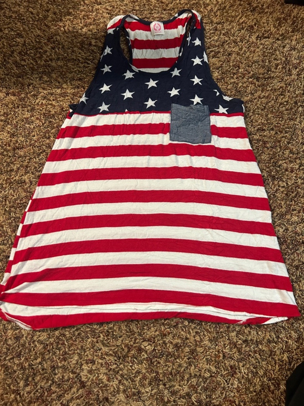 Women’s Sleeveless Flag Print Tank Top in Red, White & Blue